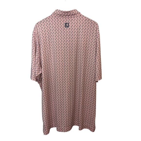 FootJoy Lisle Leaping Dolphins Golf Polo Shirt Men's 2XL Pink Gray Graphic Sport - Picture 3 of 7